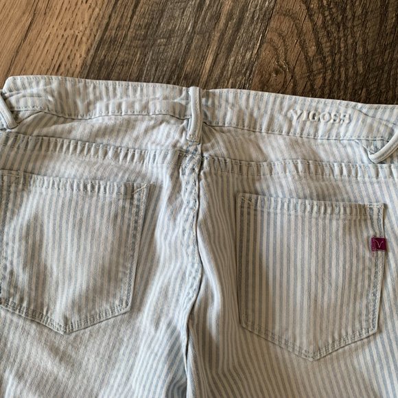 Vigoss Women's size 28W/29L Blue & White  "The Jagger" Skinny Striped Jeans - Picture 6 of 10